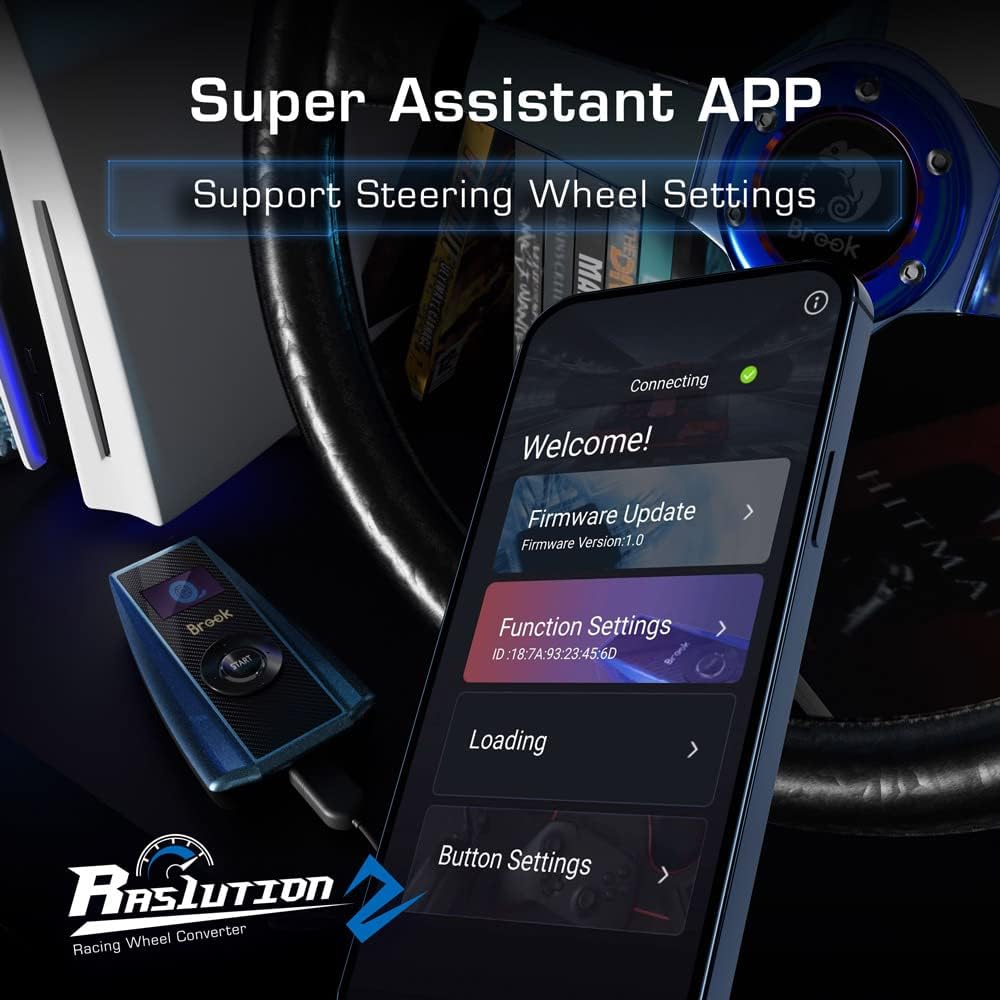 Brook Ras1ution 2 Racing Wheel Converter, Force Feedback, Steering Range, Super Slip Resistant Back Surface