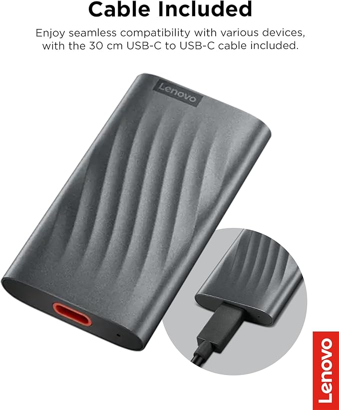 Lenovo PS6 Portable SSD External 512GB Type-C USB 3.2 Gen 1 With Upto 550 MB/s