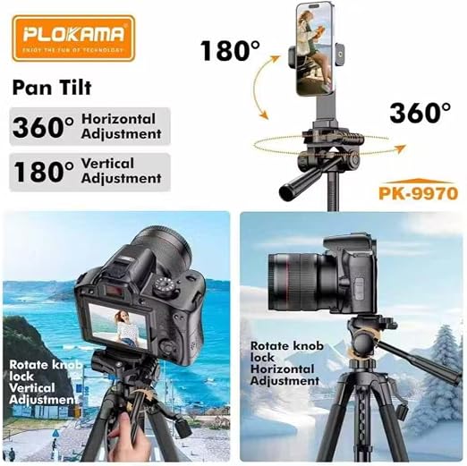 PLOKAMA 180CM Tall, 360° Rotating Tripod with Bluetooth Remote | PK-9970