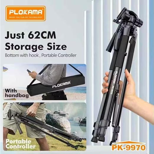 PLOKAMA 180CM Tall, 360° Rotating Tripod with Bluetooth Remote | PK-9970