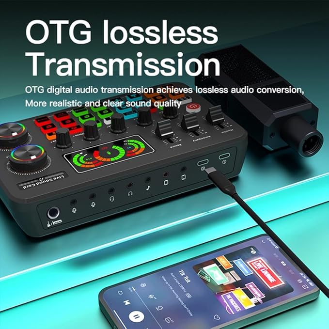 Live Sound Card Recording Singing Sound Card Mixer BT Wireless Plug and Play Intelligent Noise Reduction Rechargeable Battery