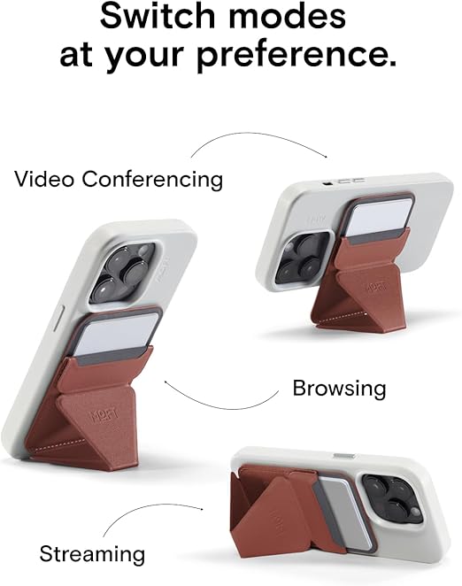 MOFT Magnetic Wallet Stand  Angle Adjustment & Magsafe Compatible Phone Stand-MS007MP-1-MO-SNBN - Sienna Brown