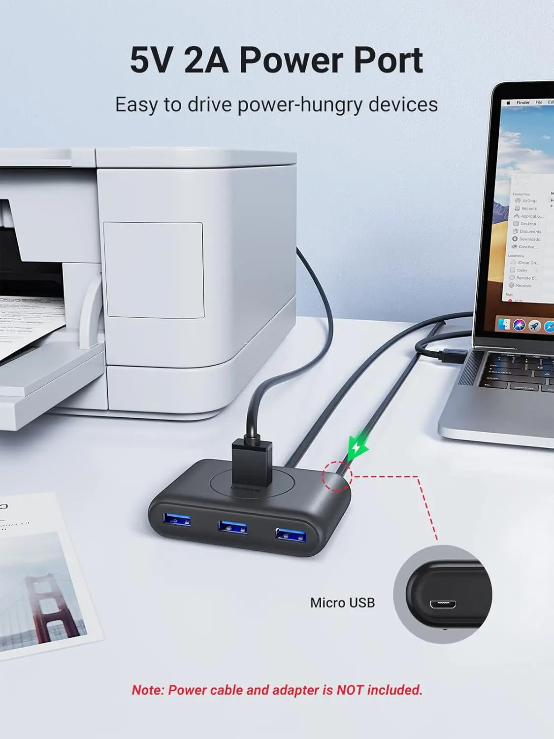 UGREEN 4-Port USB 3.0 Hub, 1m Cable