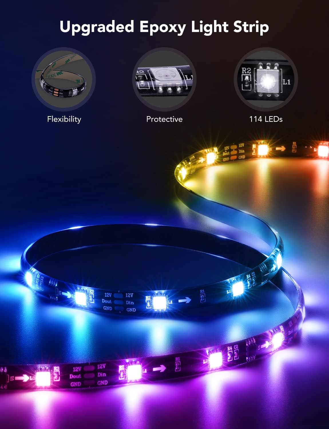 Govee TV LED Backlight, RGBIC Smart LED Strip Lights for 55-65 inch TVs