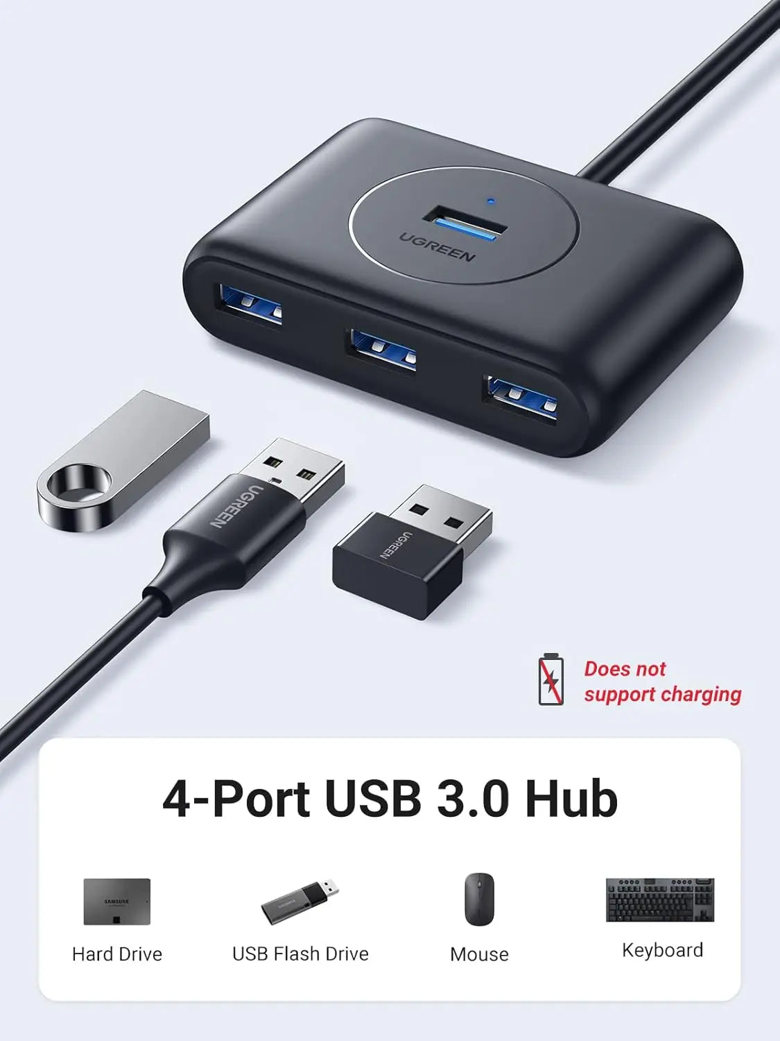 UGREEN 4-Port USB 3.0 Hub, 1m Cable