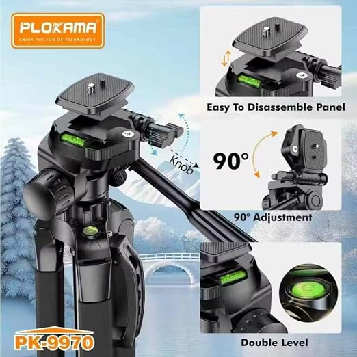 PLOKAMA 180CM Tall, 360° Rotating Tripod with Bluetooth Remote | PK-9970