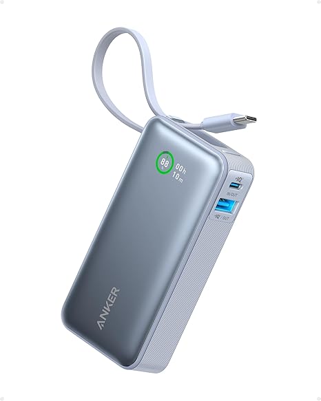Anker Nano Power Bank, 10,000mAh Portable Charger with Built-in USB-C Cable, 30W-A1259H31