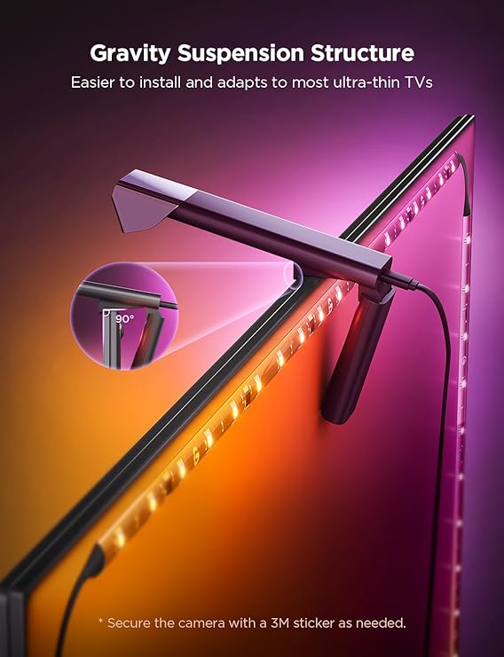 Govee TV Backlight 3 Lite with Fish-Eye Correction Function Sync to 55-65 Inch TVs, , Voice and APP Control, Adapter