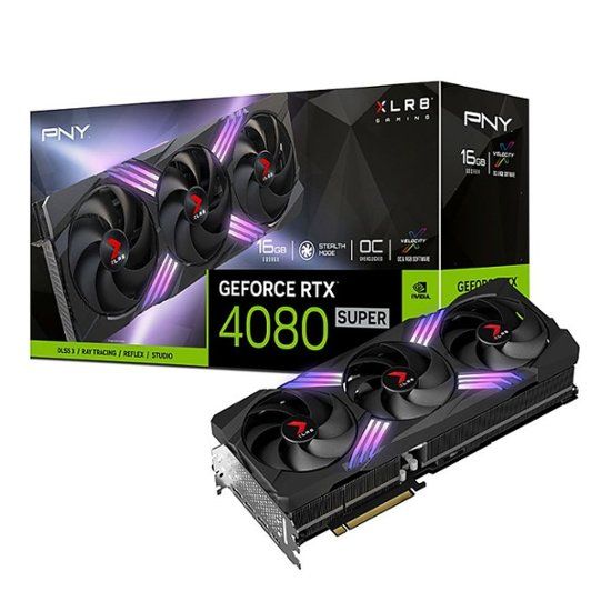 PNY GeForce RTX 4080 SUPER XLR8 Gaming VERTO EPIC-X RGB Overclocked 16GB Graphics Card with Triple Fans - Black