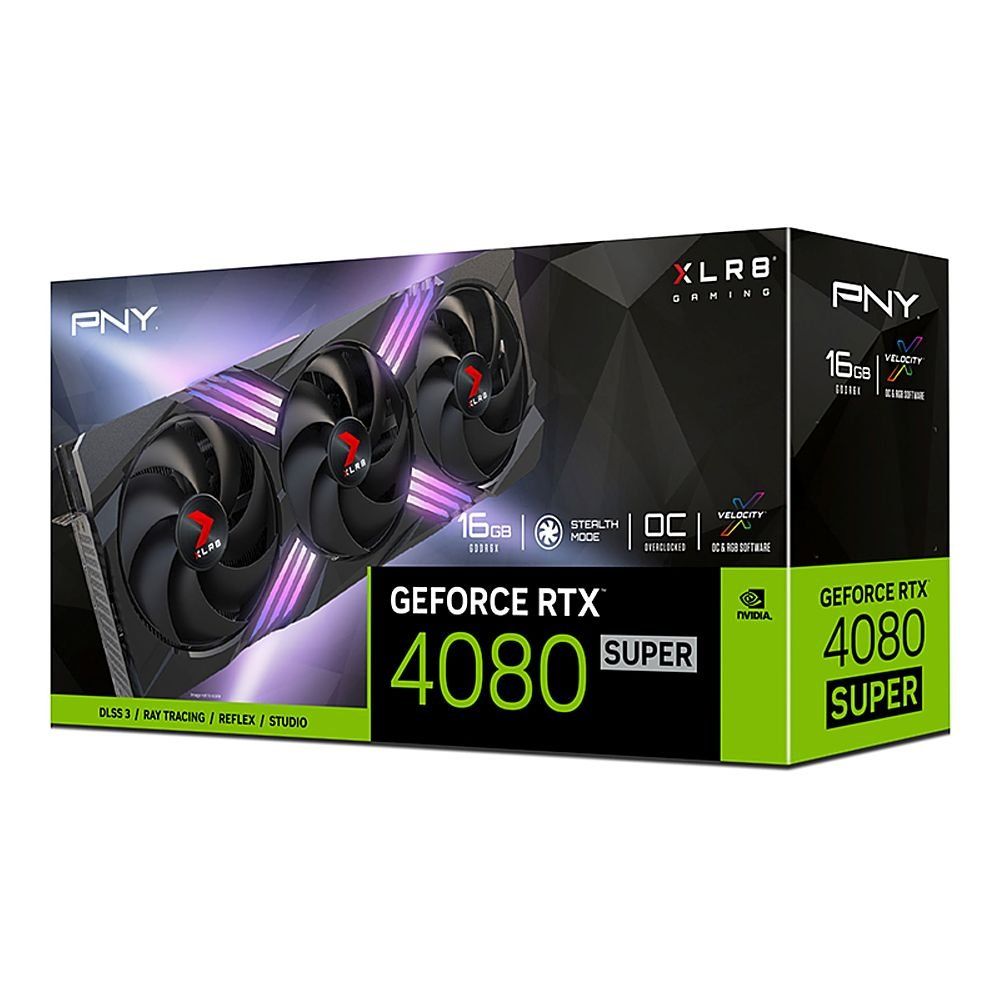 PNY GeForce RTX 4080 SUPER XLR8 Gaming VERTO EPIC-X RGB Overclocked 16GB Graphics Card with Triple Fans - Black