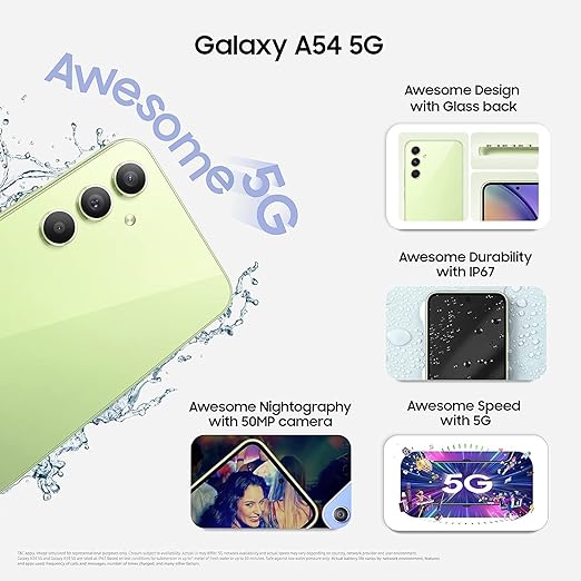 Samsung Galaxy A54 5G 8GB, 128GB Storage -Awesome Lime