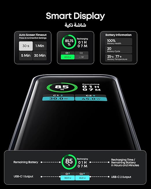 Anker Prime Power Bank, 12,000mAh 2-Port Portable Charger with 130W Output