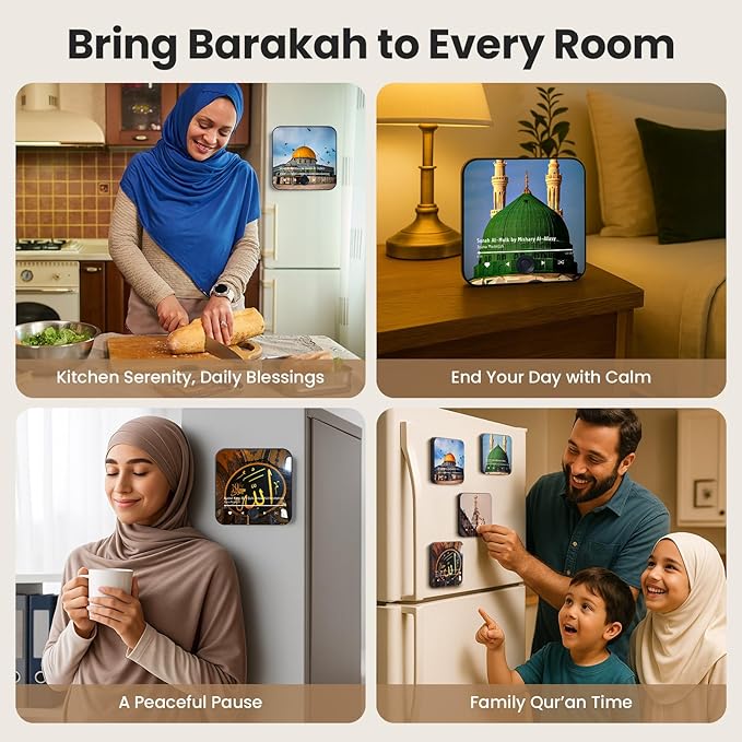 Quran Magnet Speaker for Fridge - Preloaded Surah Audio Player with Islamic Recitations, Portable Magnetic
