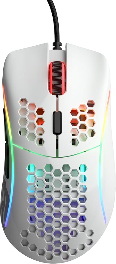 Glorious Gaming Model D Wired Gaming Mouse - 68g Superlight Honeycomb Design GD-WHITE -Glossy White