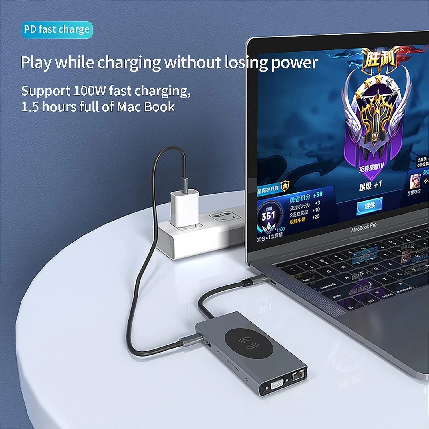 TYPE-C TO HDTV MULTI HUB WITH WIRELESS MOBILE CHARGER 13 IN1