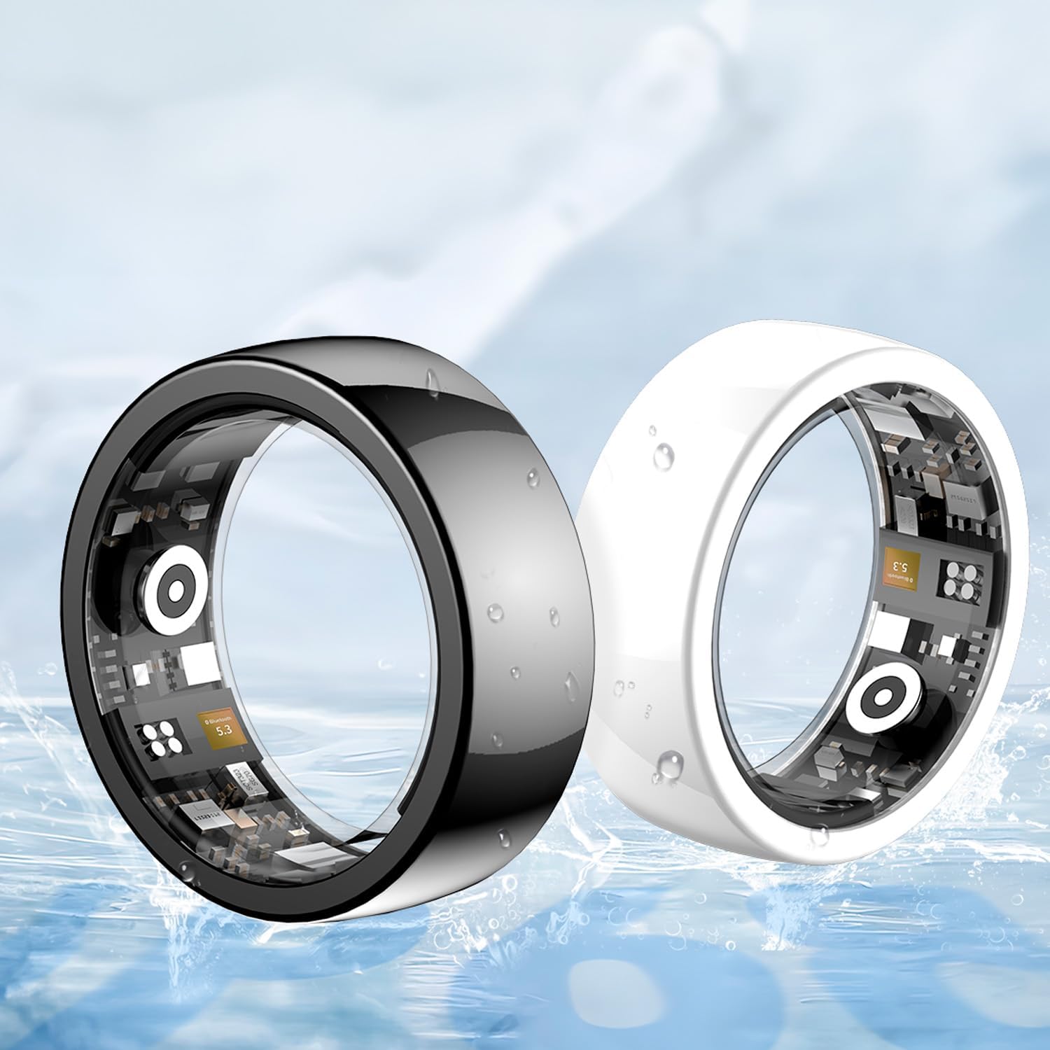 Riversong Smart Ring with Nano Ceramic Design, 24/7 Heart Rate & Sleep Monitor-Black