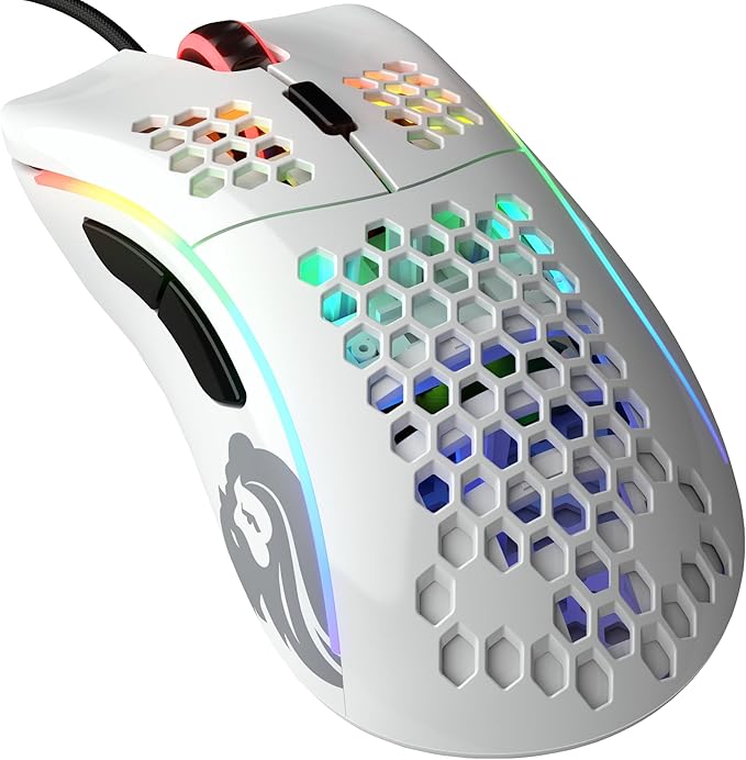 Glorious Gaming Model D Wired Gaming Mouse - 68g Superlight Honeycomb Design GD-WHITE -Glossy White