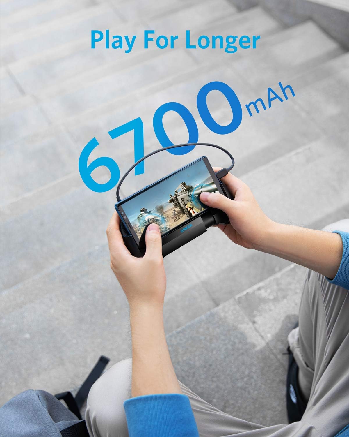 Anker PowerCore Play 6K Mobile Game Controller with 6700mAh Power Bank and Radiator Gamepad for iOS Android Phone