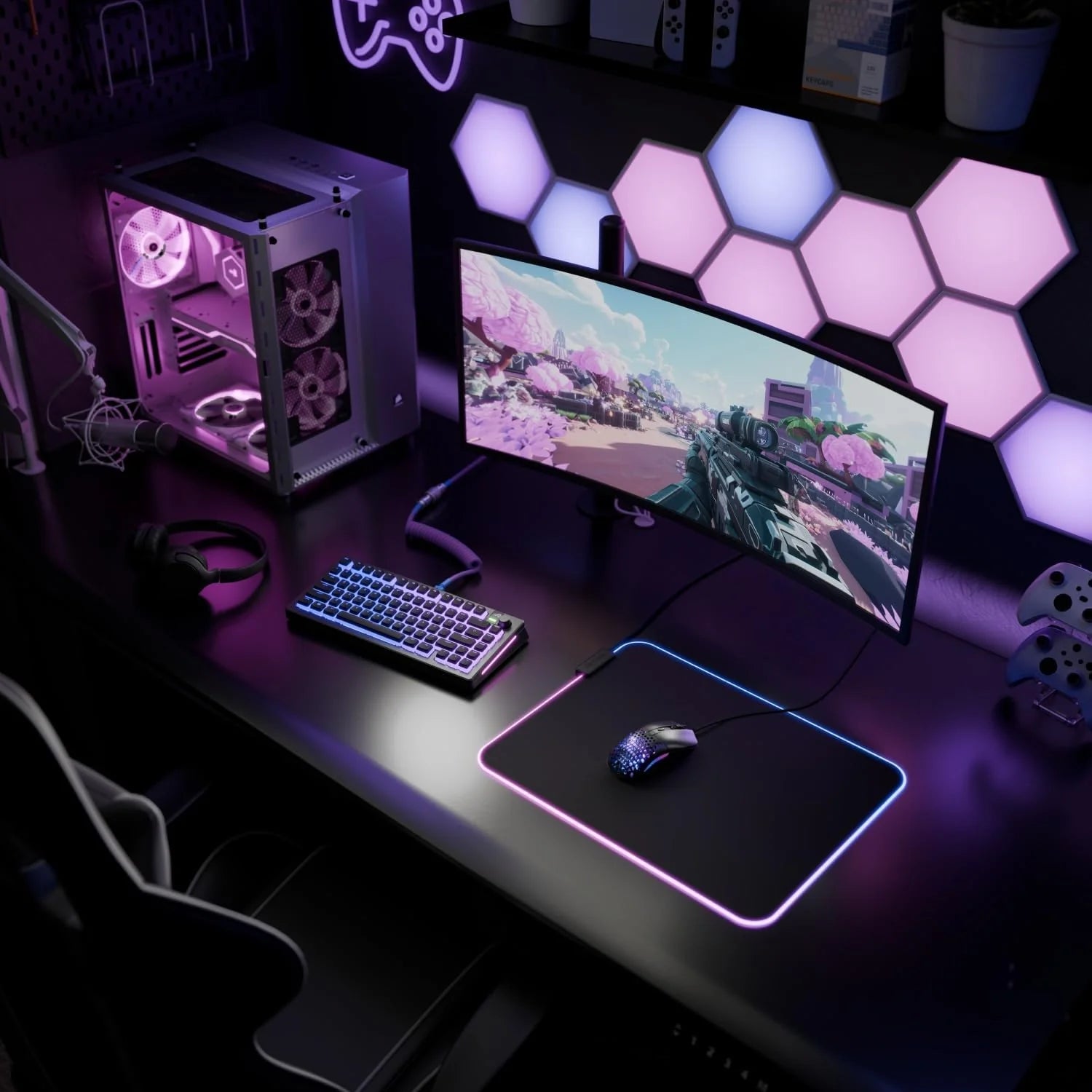 Glorious Mouse Pad GMP 2 GLED - XL 355mm x 610mm(14x24) RGB - Black