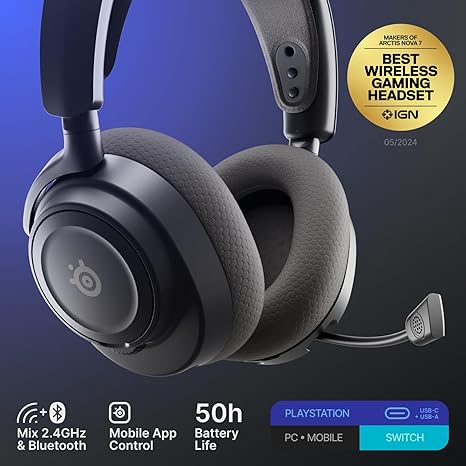SteelSeries Arctis Nova 7P Wireless Gen 2 Gaming Headset-Black|61744