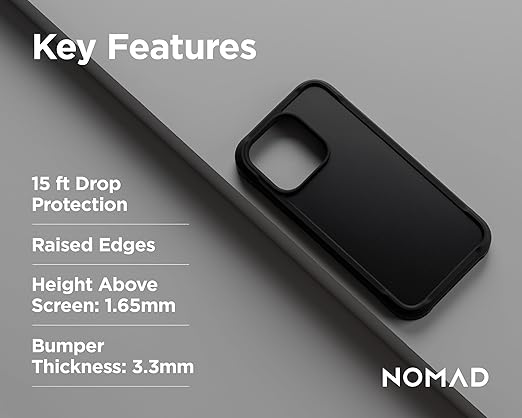 NOMAD Rugged Case for iPhone 15 Pro MagSafe Compatible Polycarbonate Protective Case with TPU Bumper-Matte PET Back