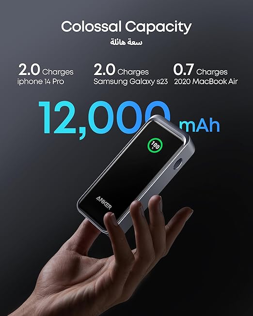 Anker Prime Power Bank, 12,000mAh 2-Port Portable Charger with 130W Output