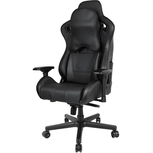 Anda Seat Dark Knight Premium Gaming Chair, Lumbar Pillow Big Memory Headrest Pillow 65mm Casters Black Aluminum Base, Carbon PVC | AD12XL-DARK-B-PV/C-B02
