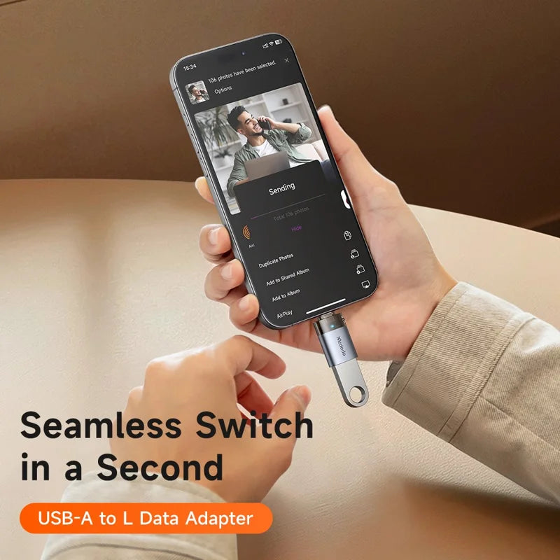 MCDODO 2-in-1 USB-A to Lightning Adapter with LED Light Data Transfer 480Mbps -OT-785