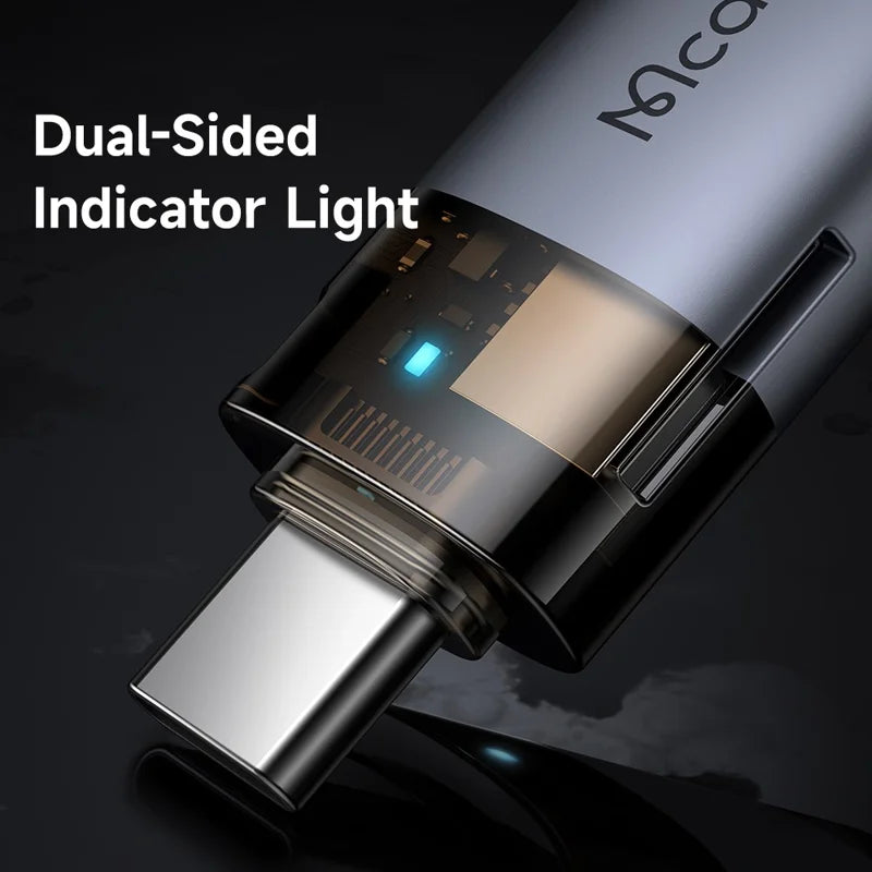 MCDODO 2-in-1 USB-A to USB C Adapter with LED Light Data Transfer 480Mbps TF Card Slot -OT-760