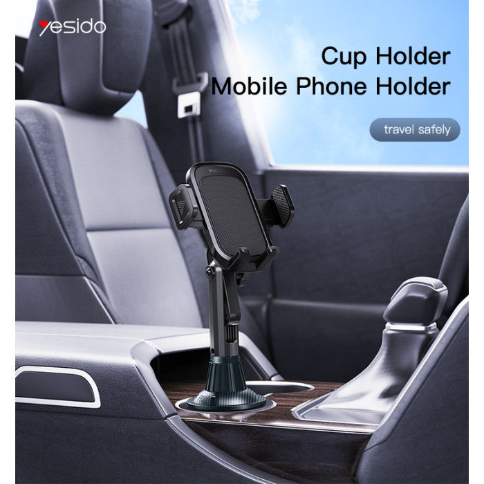 YESIDO Mobile Phone Holder Cup Mount Tightly Grip Design 360 Rotational Adjustable Car Cup Holder-C195