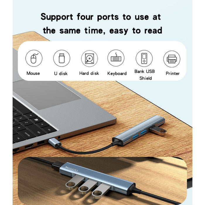Yesido 4-in-1 Multifunctional Type-C Docking Station - HBI7