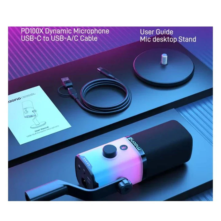 Maonocaster PD100X USB/XLR Dynamic Gaming RGB Microphone – Black