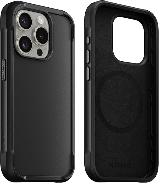 NOMAD Rugged Case for iPhone 15 Pro MagSafe Compatible Polycarbonate Protective Case with TPU Bumper-Matte PET Back