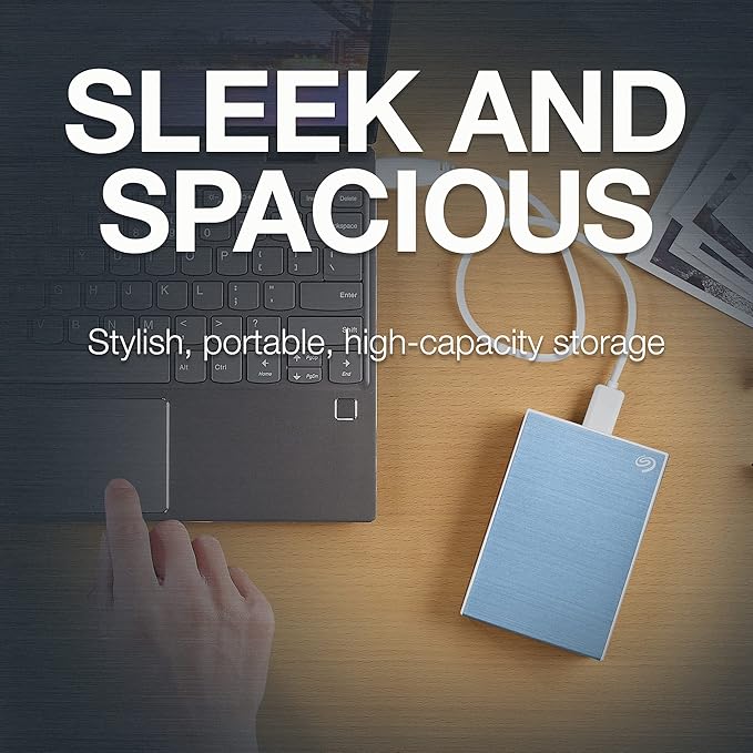 Seagate One Touch 2TB External HDD with Password Protection Light Blue, for Windows and Mac,