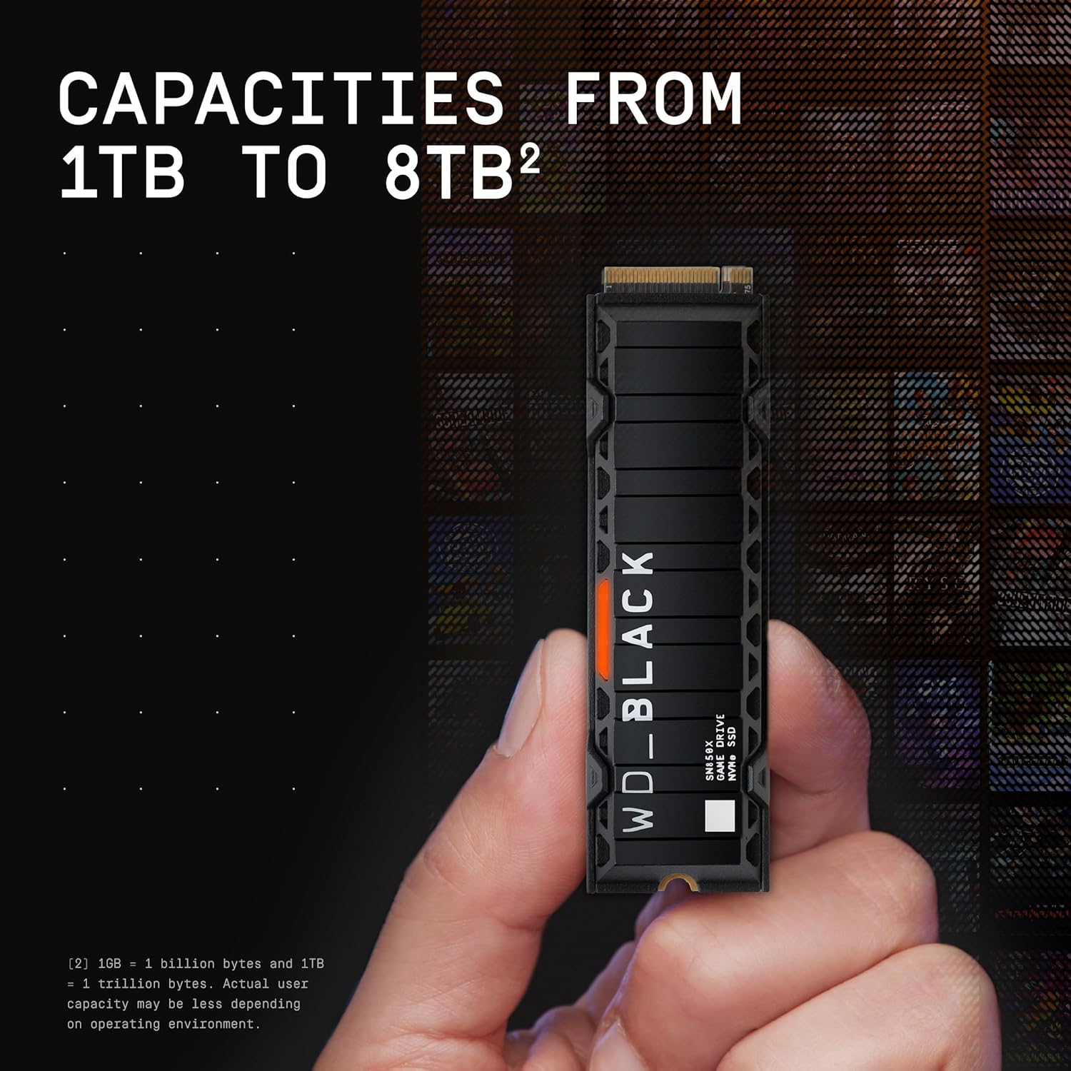 WD_BLACK SN850X NVMe M.2 SSD Gen 4 - 8TB With Heatsink, 7,200 MB/s Read speeds