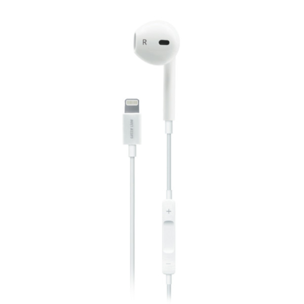 GREEN MONO EARPHONES WITH LIGHTNING CONNECTOR - WHITE