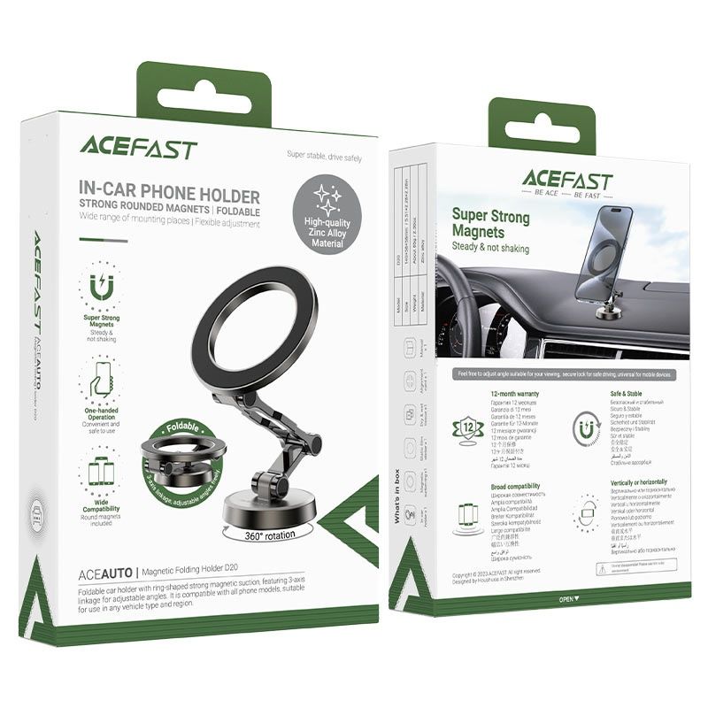 Acefast- D20- Magnetic Car Dashboard Mount Phone Holder 360° Rotation