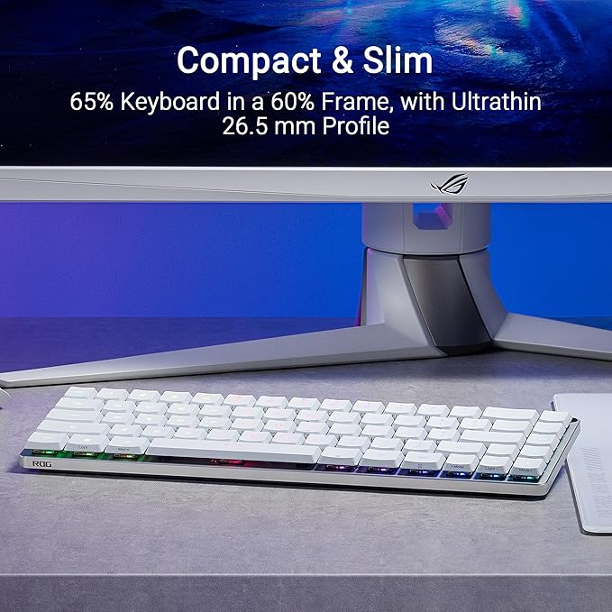 ASUS ROG Falchion RX Low Profile 65% Compact Wireless Gaming Keyboard -White