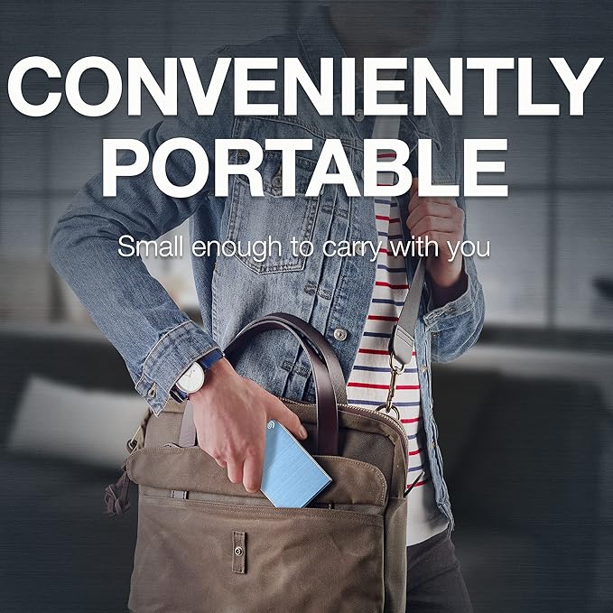 Seagate One Touch 2TB External HDD with Password Protection Light Blue, for Windows and Mac,