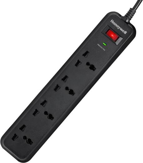 HONEYWELL 4 OUT SURGE PROTECTOR WITH MASTER SWITCH HC000013/SRG/2M/BLK/4/UK