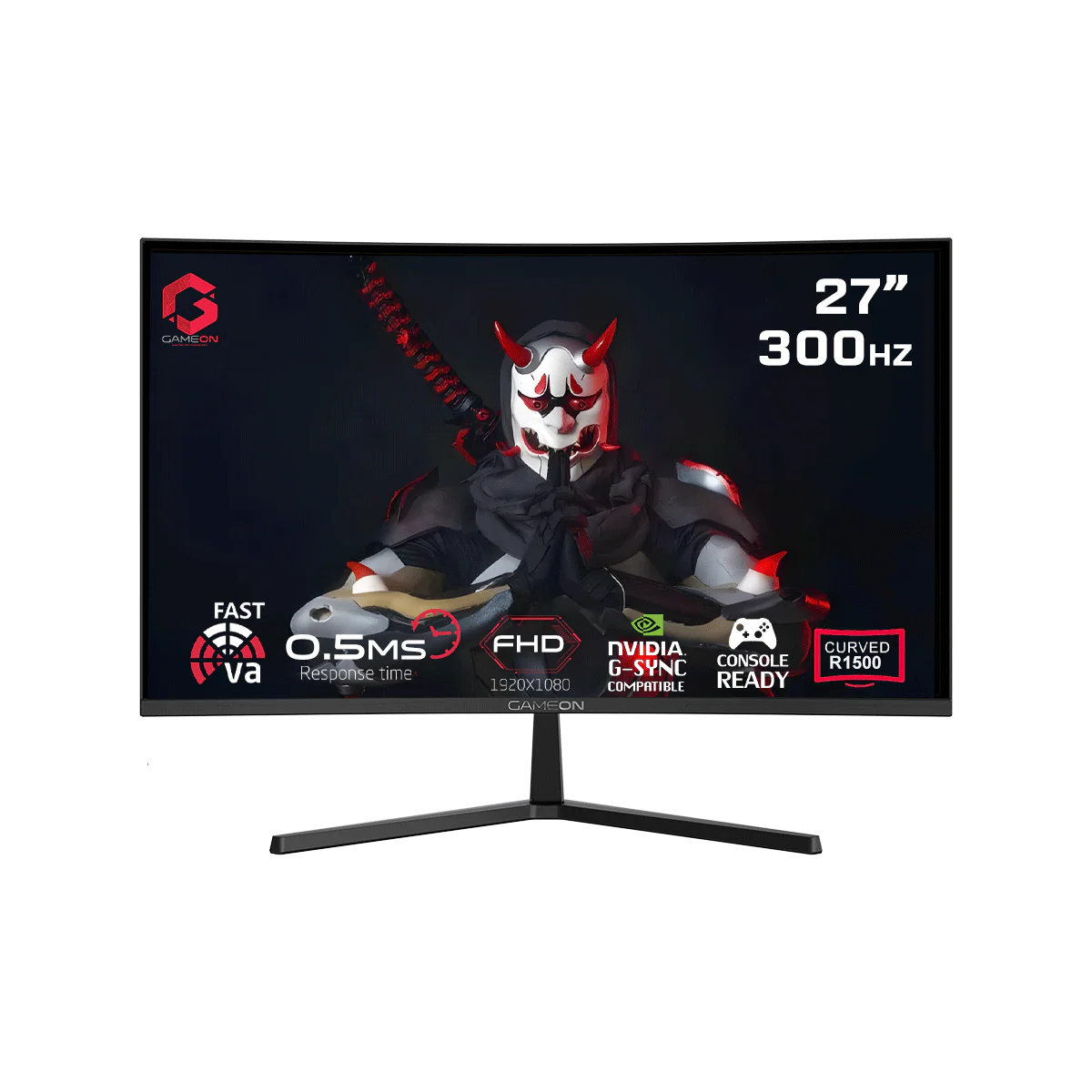 GAMEON GOC27F300 Pro Series 27'' FHD, 300Hz, MPRT 0.5ms, HDMI 2.1, Fast VA Panel Curved Gaming Monitor 1500R, 16:9 (Supports PS5) - Black