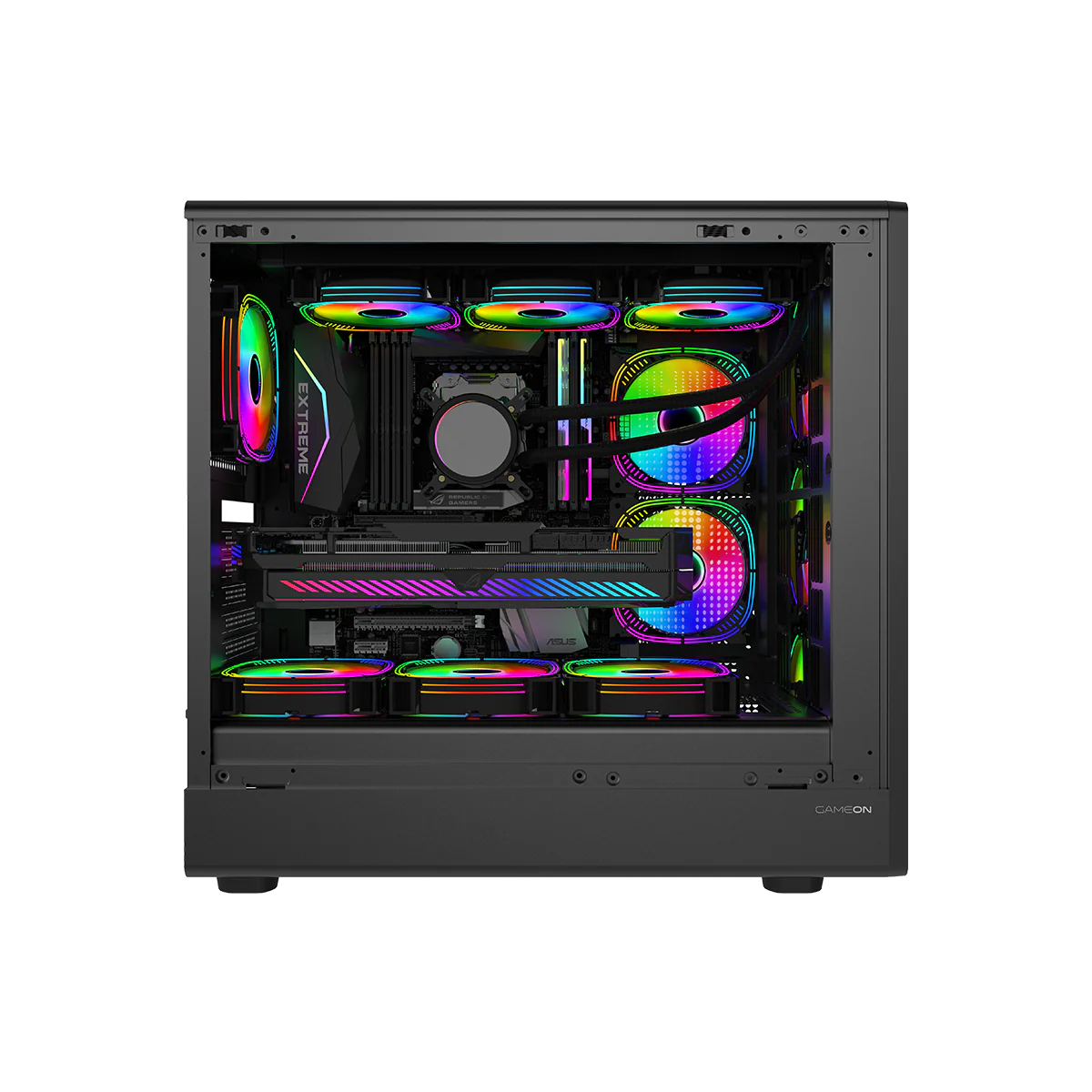 GAMEON TIMBER Midnight I Series ARGB + PWM Mid Tower Gaming Case - Wood/Black