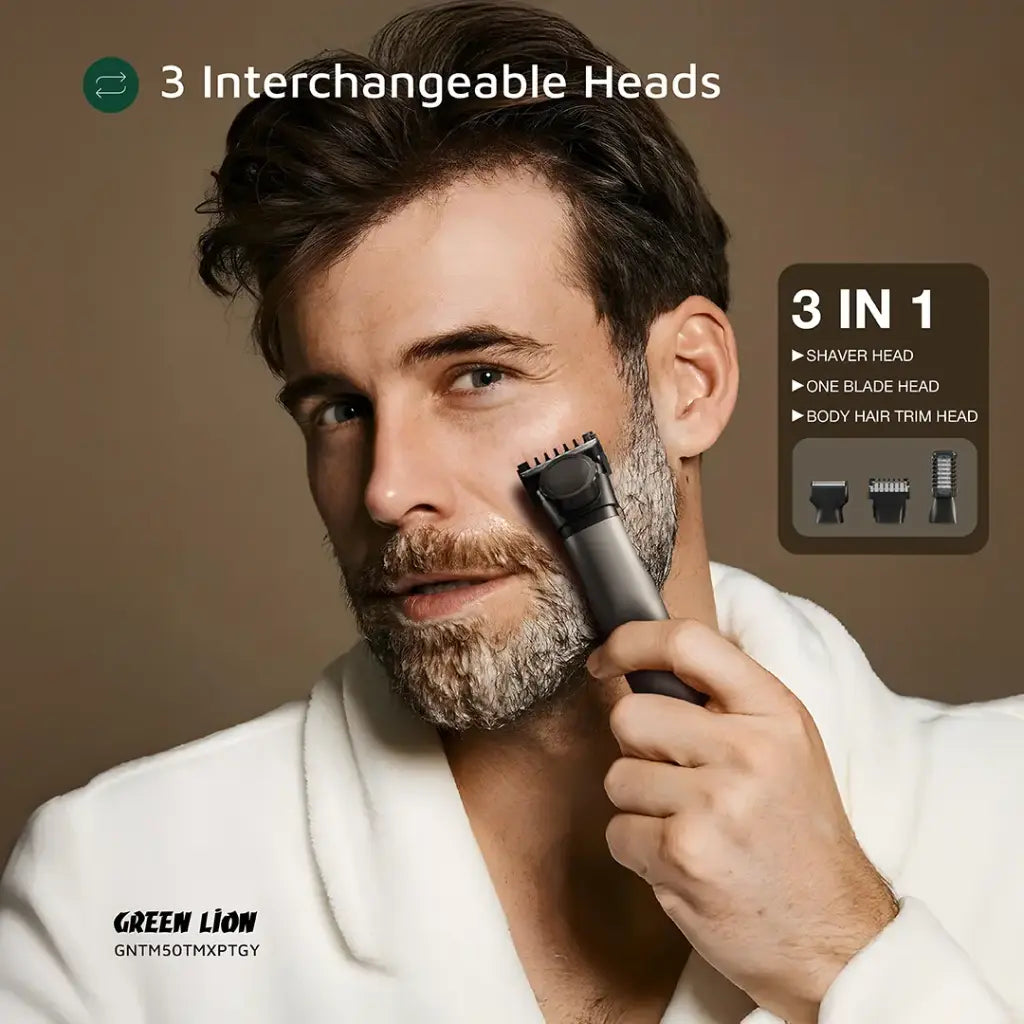 Green Lion 3 In 1 Expert Hair Trimmer & Shaver - Gray-GNTM50TMXPTGY