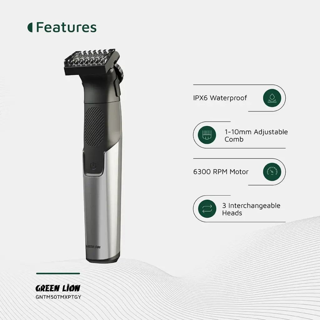 Green Lion 3 In 1 Expert Hair Trimmer & Shaver - Gray-GNTM50TMXPTGY