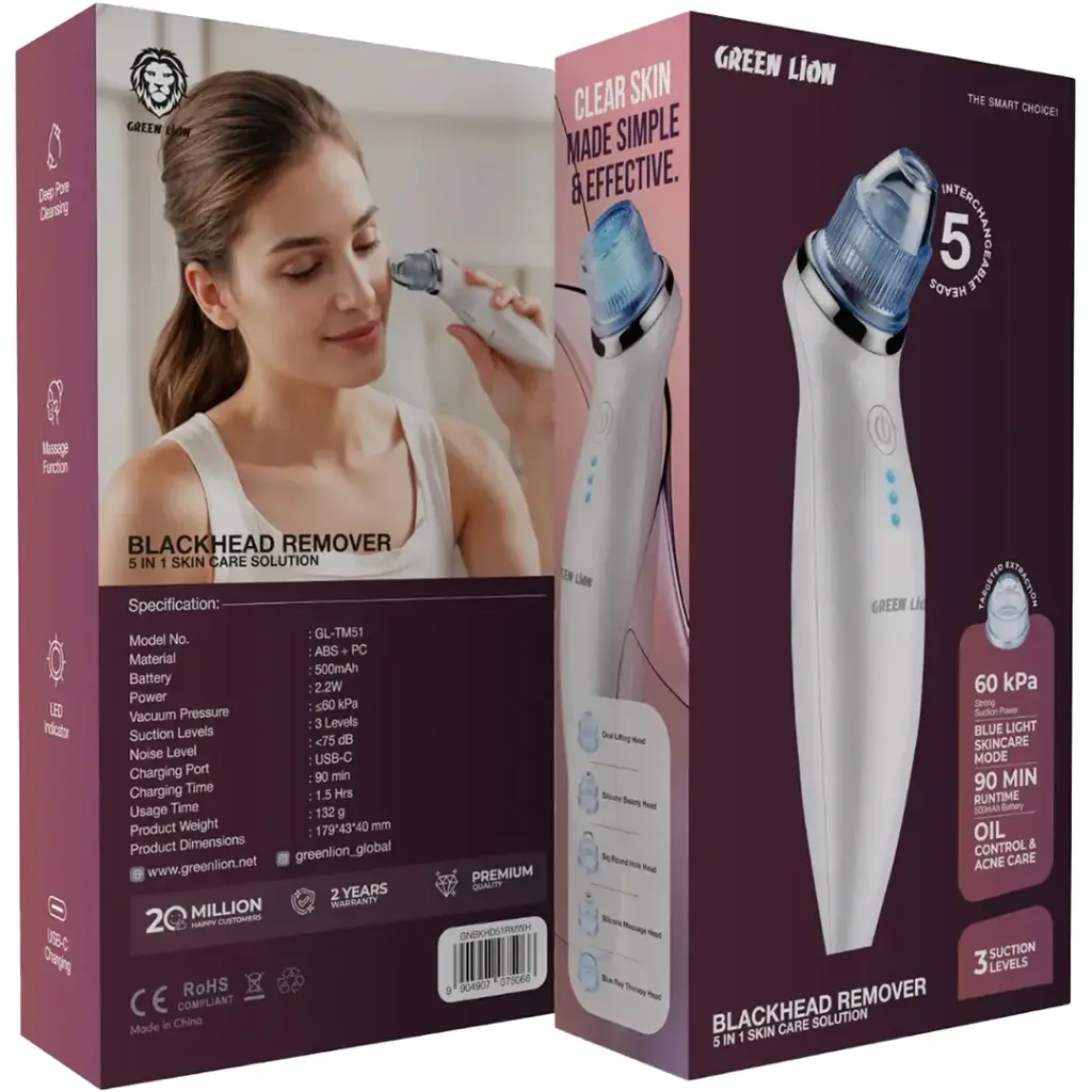 Green Lion Blackhead Remover 5 in 1 Skin Care Solution - White-GNBKHD51RMWH