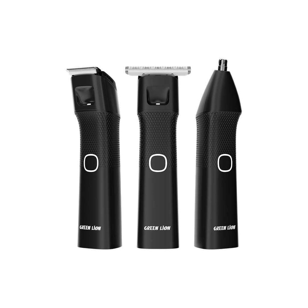 Green Lion 3-in-1 Body Trimmer with 3 Detachable Heads, 7000RPM-Black