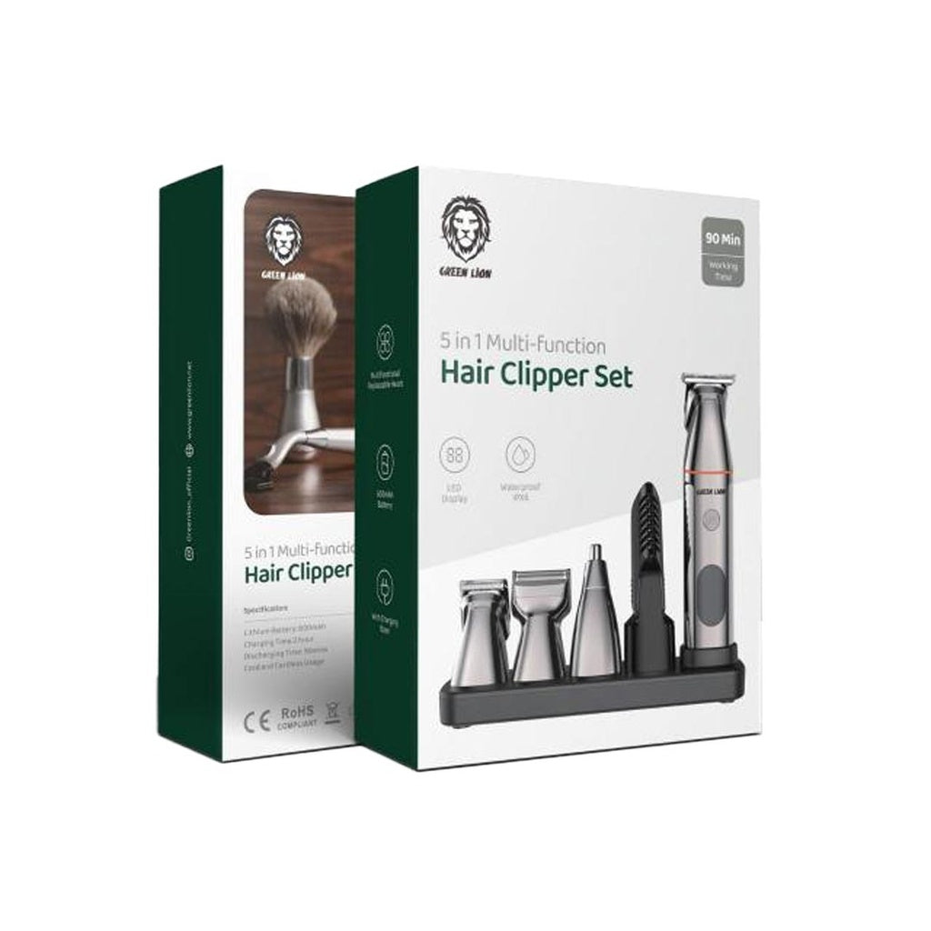 Green Lion 5 In 1 Multi-Function Hair Clipper Set 600mAh- Black-GN5IN1MHTRMBK