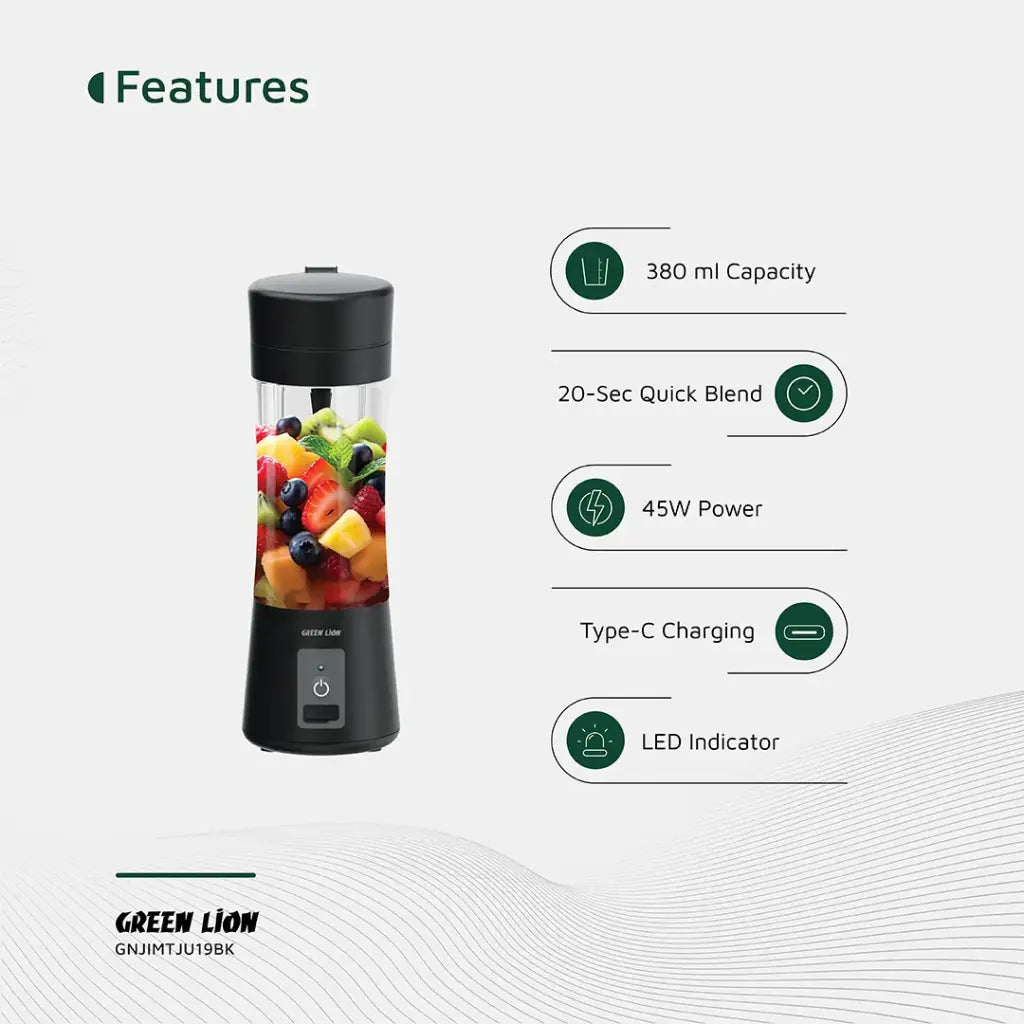 Green Lion Juice Mate Portable Juicer 380mL-Black