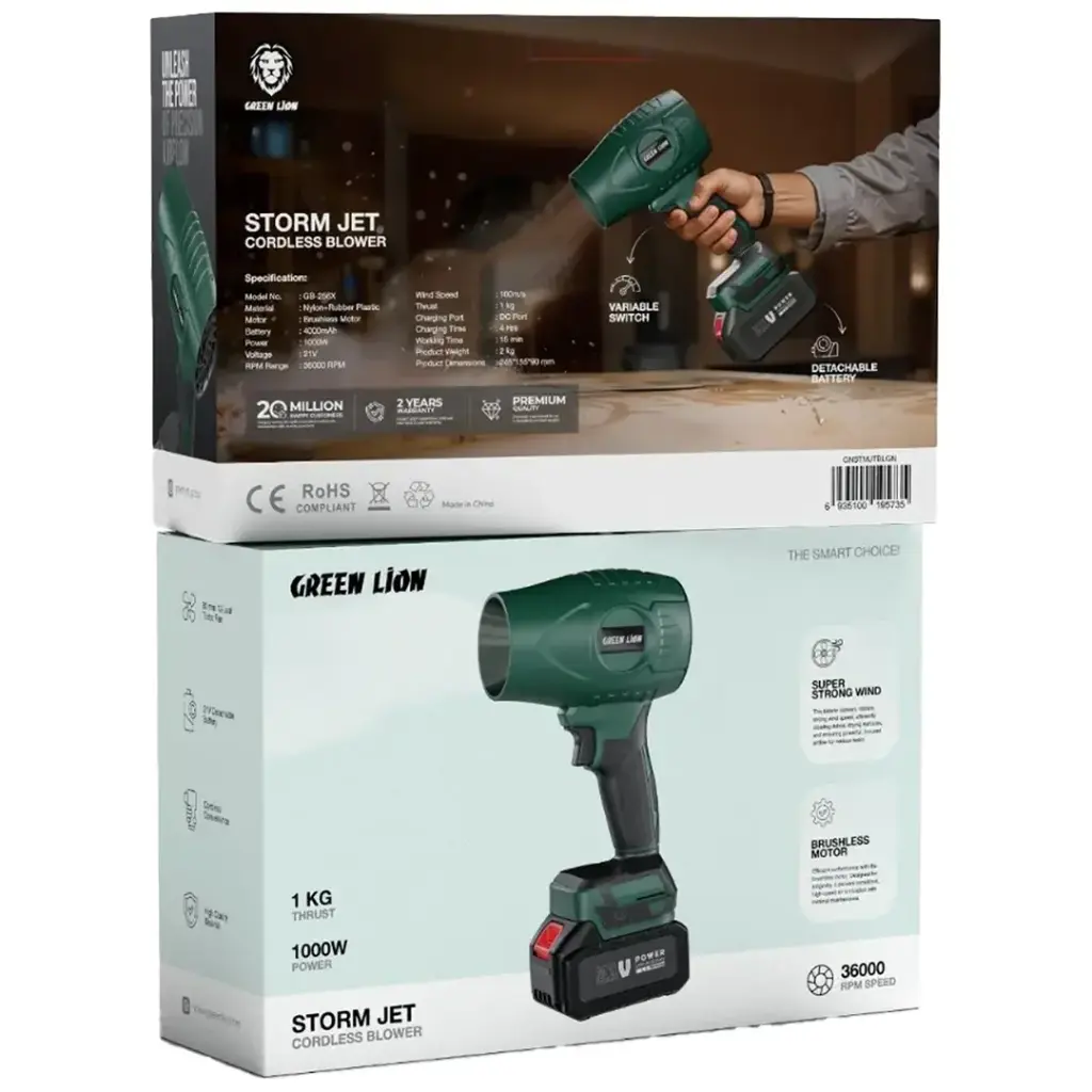 Green Lion Storm Jet Cordless Blower - Green-GNSTMJTBLGN
