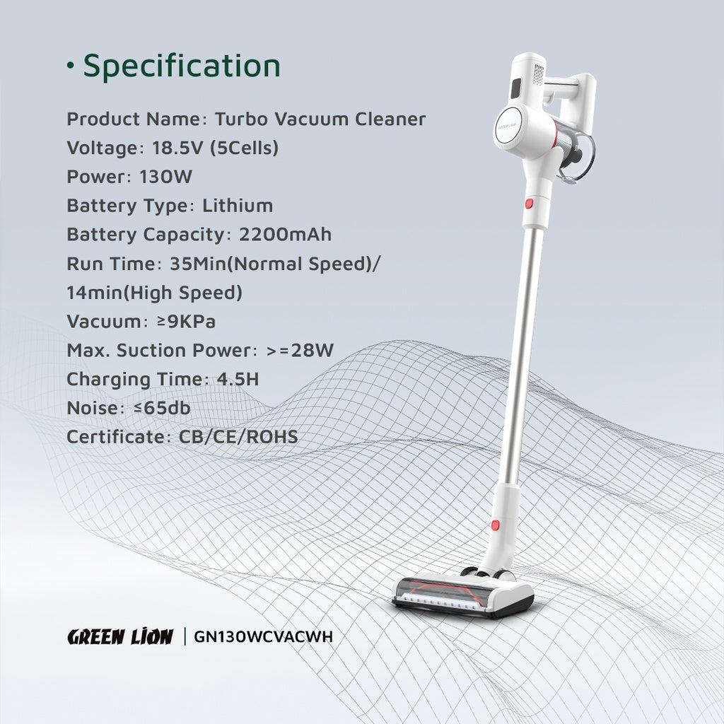 Green Lion Turbo Vacuum Cleaner GN130WCVACWH- White